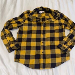 Cat & Jack Yellow and Black Plaid Shirt unisex Size 8/10 Medium Used